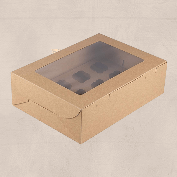 Kraft Cupcake Box with Insert and Window